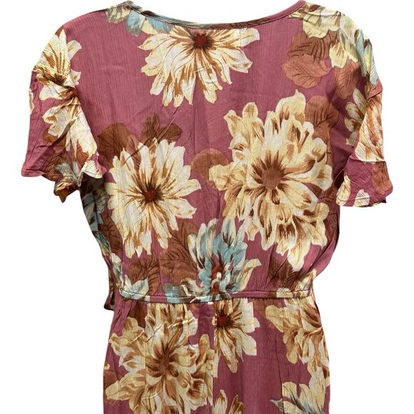 Band Of The Free Dress Womens Medium Liza Mauve Floral Wrap Surplice Maxi Boho - Picture 10 of 14